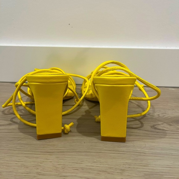 Never worn Charlotte Stone yellow lace up heels - Picture 3 of 4